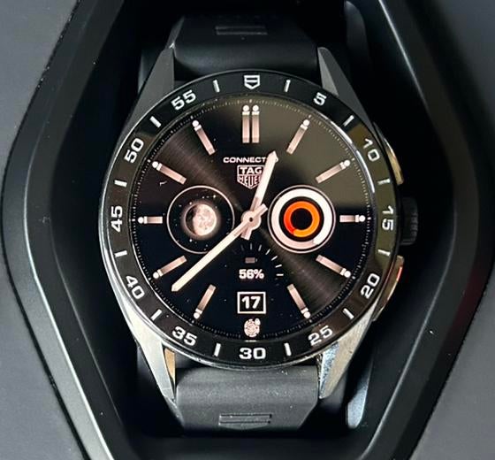 TAG HEUER CONNECTED CALIBRE E4 45 mm, Staal, Bijoux, Sacs & Beauté, Comme neuf, Enlèvement, Battement de coeur, Android