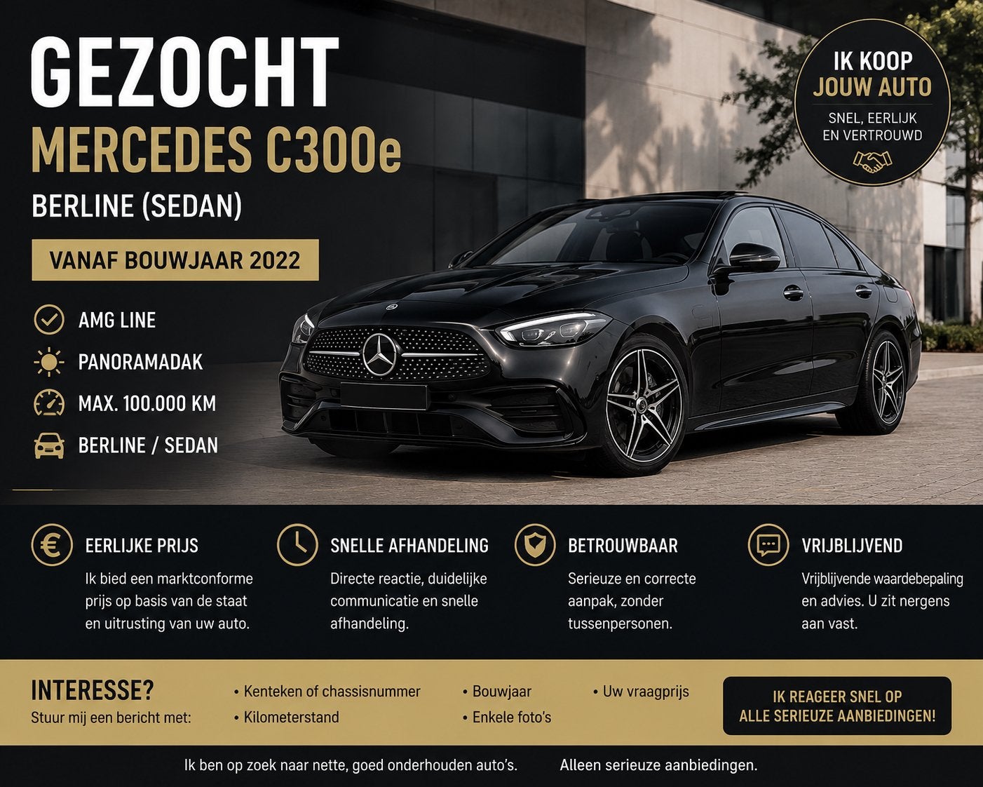 Recherché : Mercedes C300e Berline AMG Line à partir de 2022, Achat, Entreprise, Toit panoramique, Berline