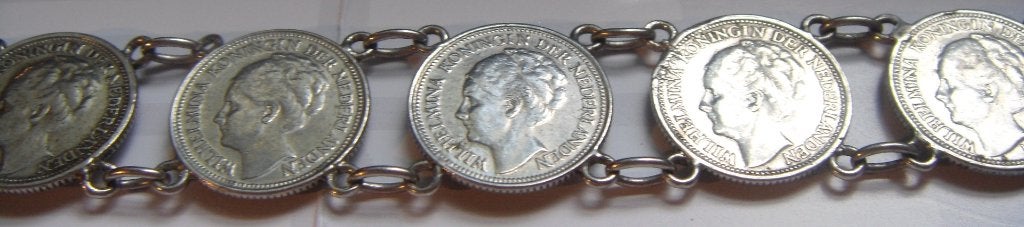 Bracelet pièces 10 cents Wilhemina Koningin Der Nederlanden, Ophalen of Verzenden, Zo goed als nieuw, Zilver, Zilver