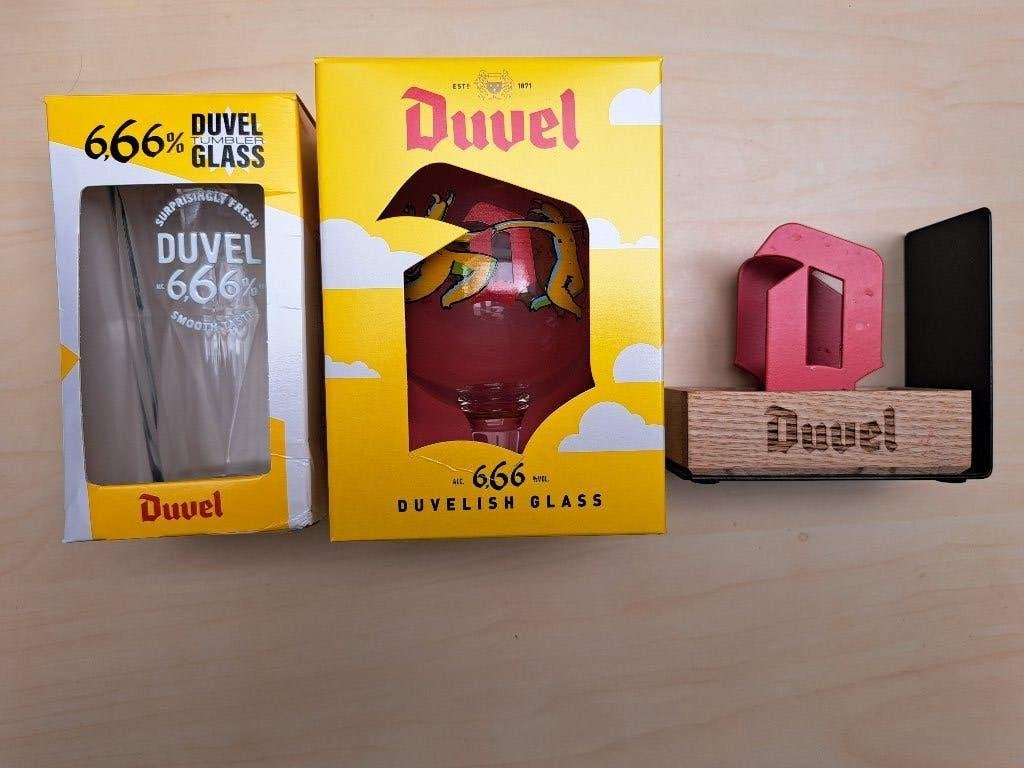 Duvel beer 6.66 glas en onderzetterhouder, Ophalen, Viltje(s), Duvel