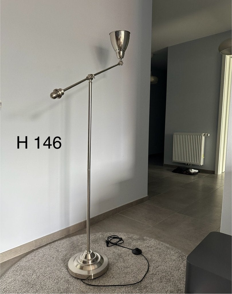 Lampadaire de lecture, en acier argenté, Enlèvement, Comme neuf, Métal, 100 à 150 cm