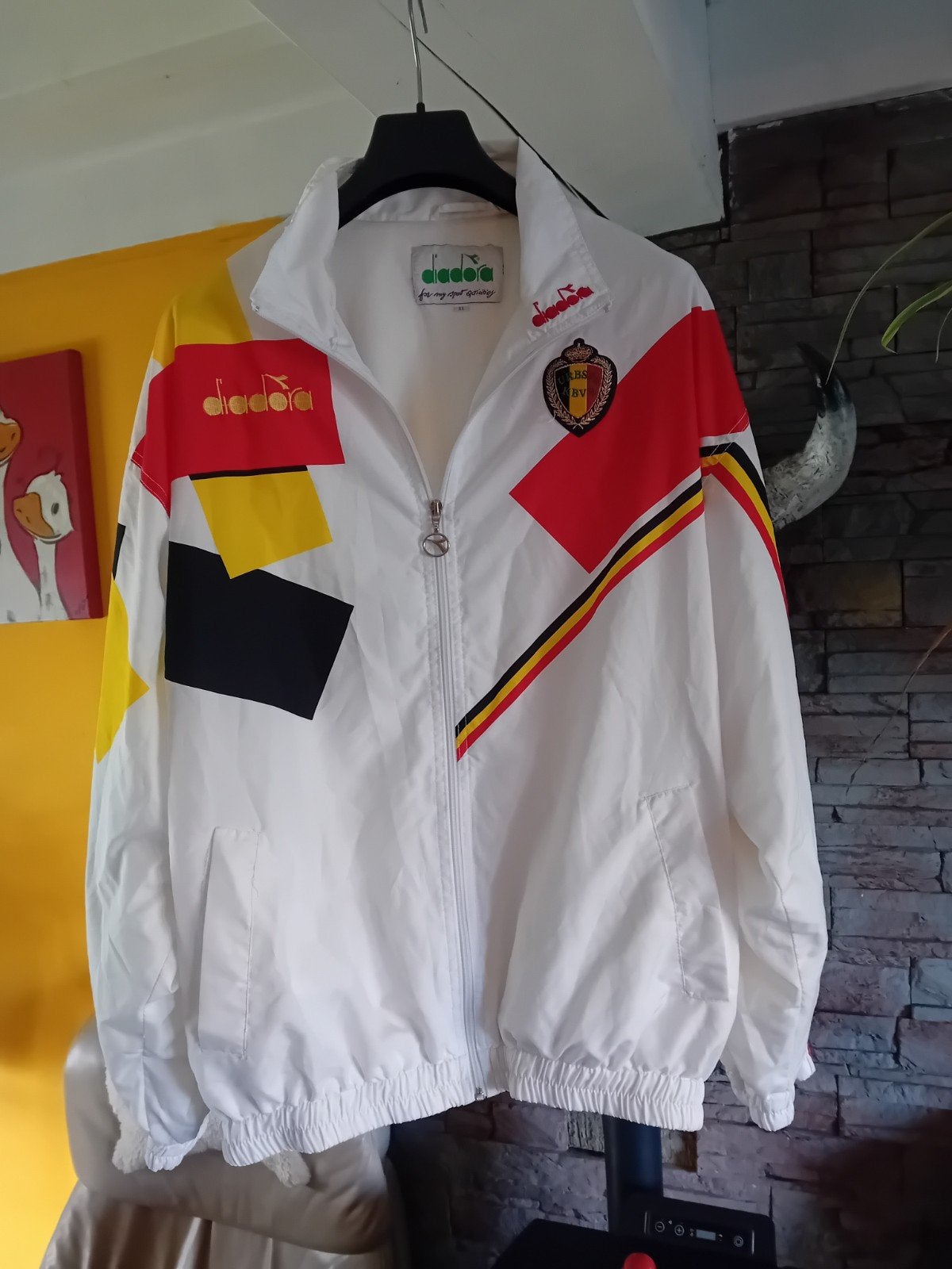 rode duivels vintage trainingsjas diadora XL, Enlèvement, Comme neuf, Maillot