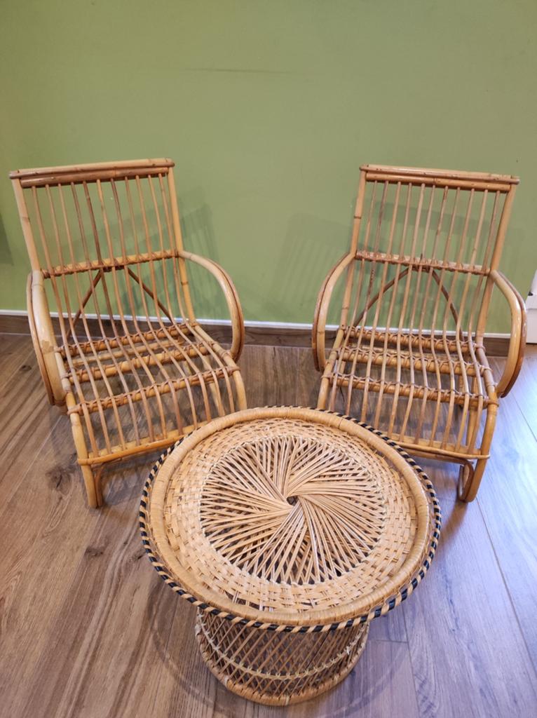 Ensemble 2 chaises + table enfant en rotin, Enfants & Bébés, Enlèvement, Utilisé, Autres types