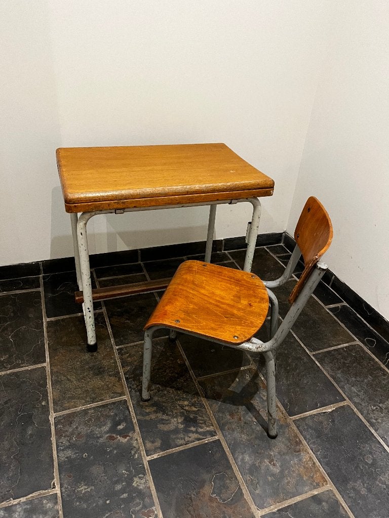 Banc d'école vintage, Enlèvement, Utilisé, Table(s) et Chaise(s)
