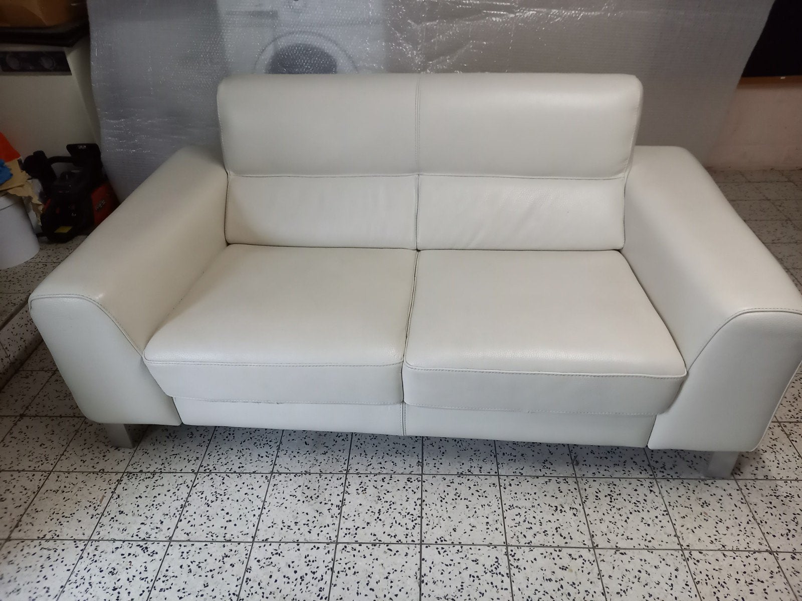 Zetel wit leder, Huis en Inrichting, Ophalen