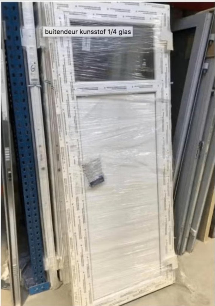 buitendeur kunsstof 1/4 glas, Enlèvement, Utilisé, Verre, Porte extérieure