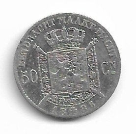 België: 50 cent 1886 VL (met punt) - zilver = morin 185, Verzenden, Zilver, Losse munt, Zilver