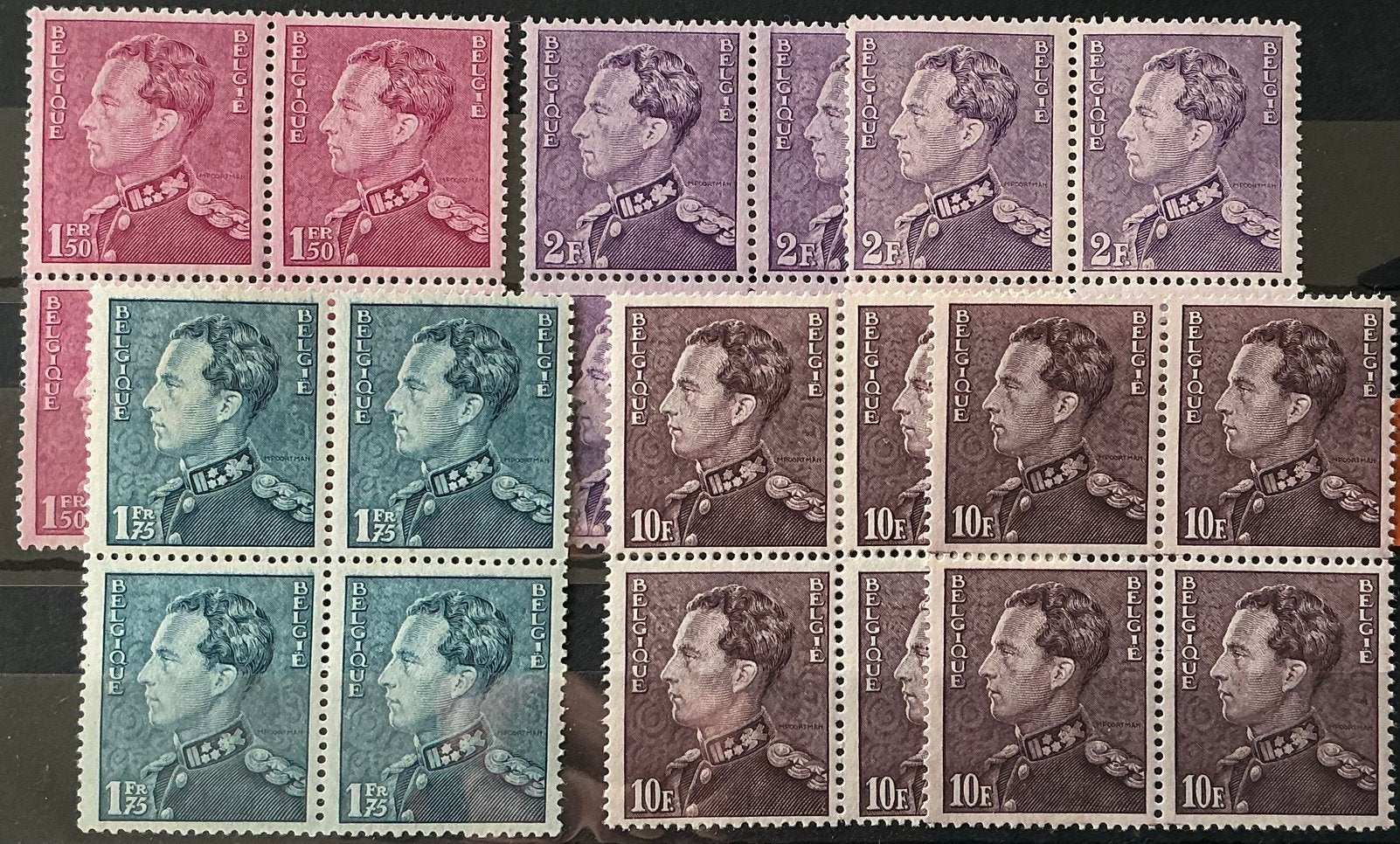LOT A79. LEOPOLD III. (poortman) 6 blokken. MNH **, Koninklijk huis, Orginele gom, Ophalen of Verzenden, Postfris