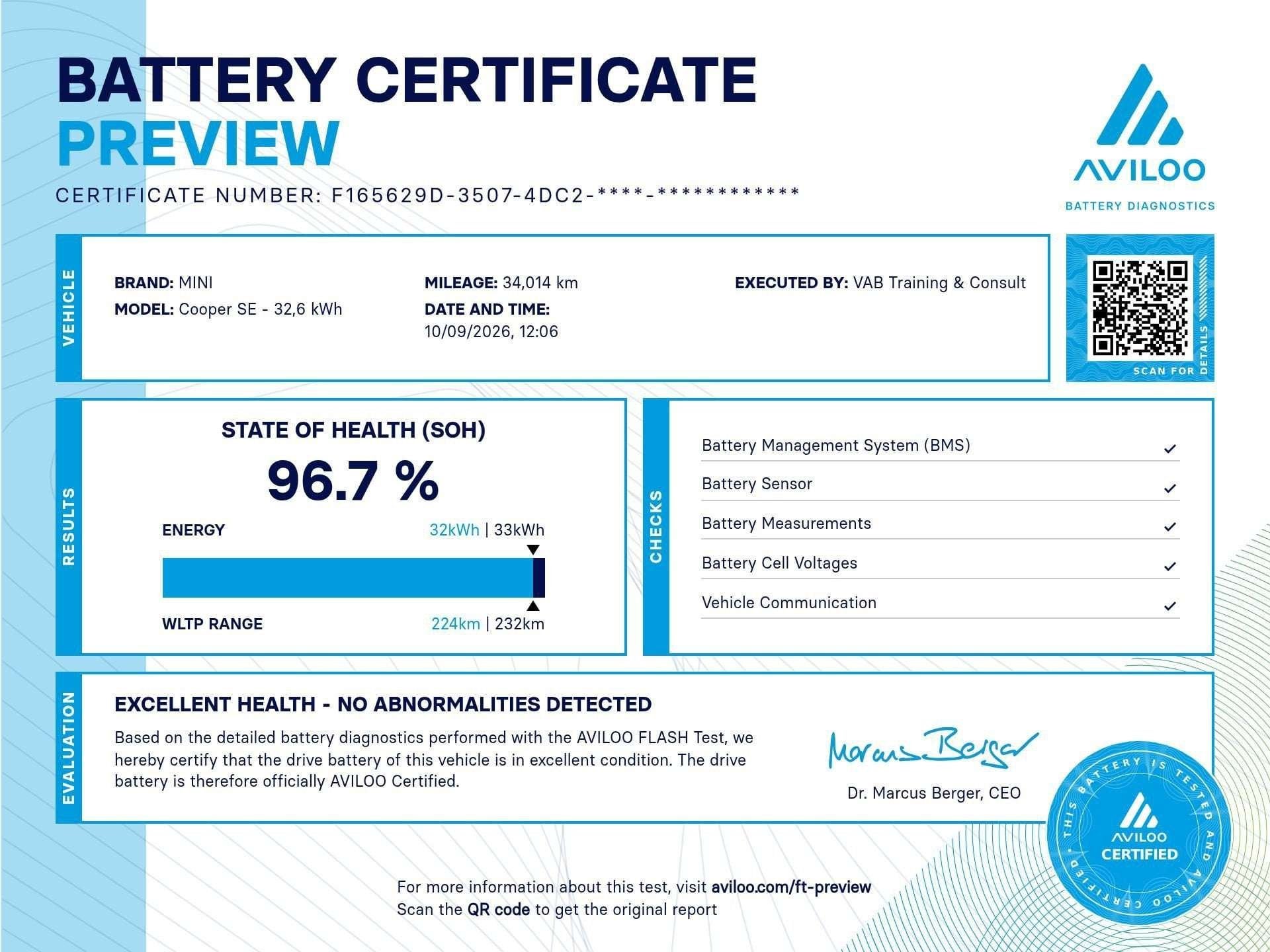 MINI Cooper *32.6 kWh*96.7% SOH*HUD*SPORTZETELS*, Autos, Achat, 135 kW, https://public.car-pass.be/vhr/8e448fb7-1a46-4554-9bb0-44c23fa24033
