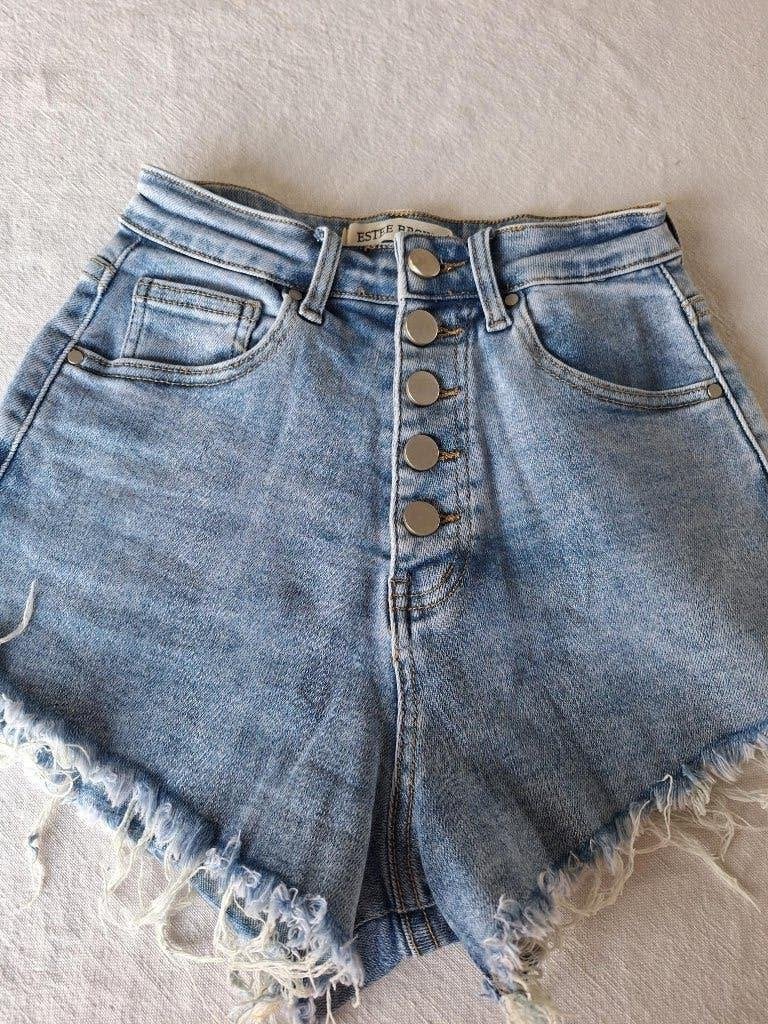 korte broek (short) in jeans, XS, Kleding | Dames, Broeken en Pantalons, Ophalen, Zo goed als nieuw, Maat 34 (XS) of kleiner, Blauw