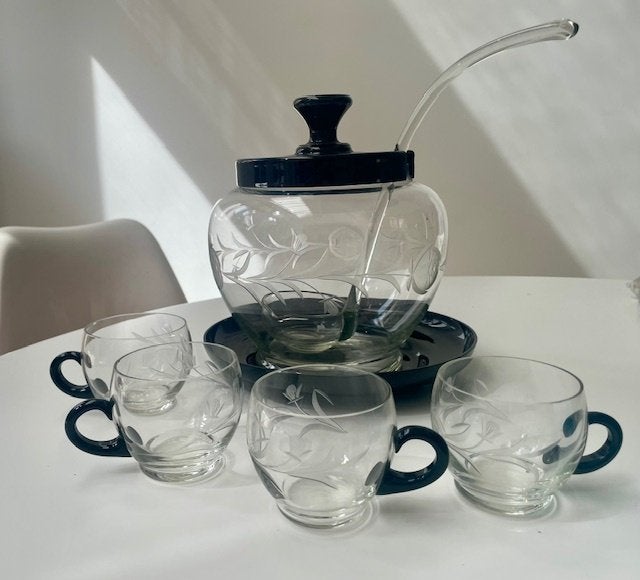 Glazen art deco punch set, Ophalen