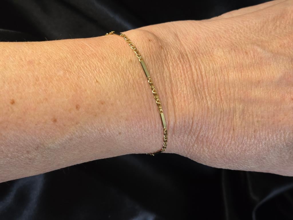 Gouden vintage fantasie schakel armband. 2026/132, Enlèvement ou Envoi, Comme neuf, Or, Or