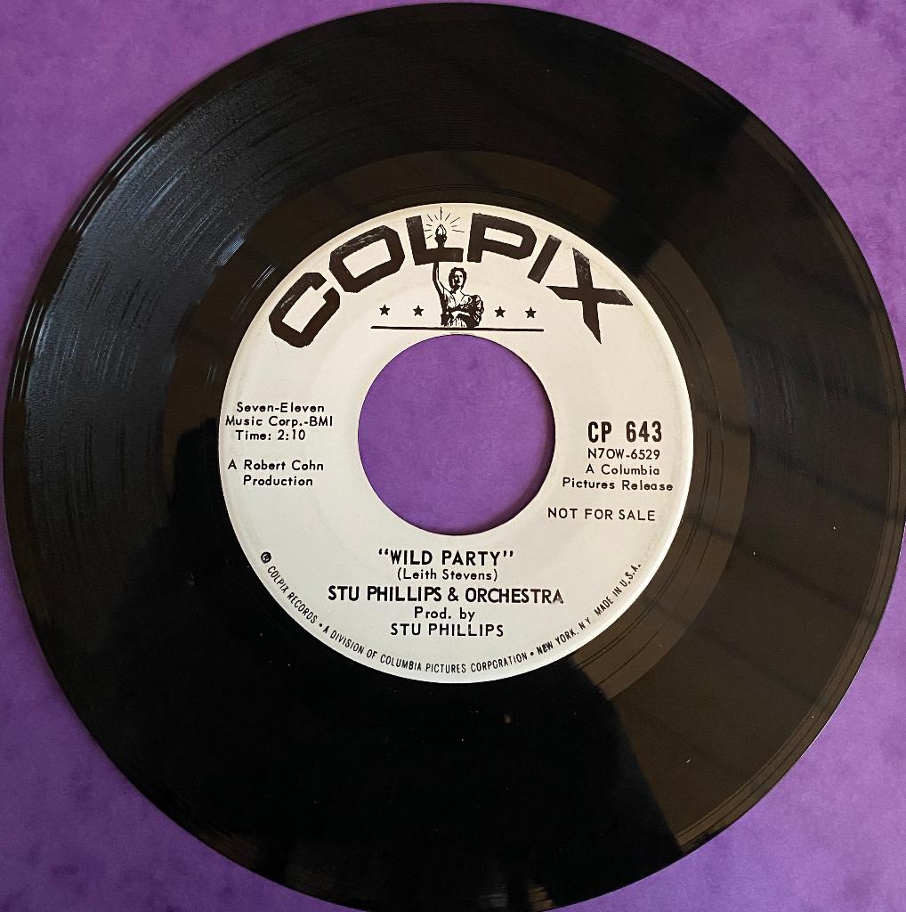 Stu Phillips & Orchestra Wild Party instrumental Popcorn, Enlèvement ou Envoi, Single, Comme neuf, Pop