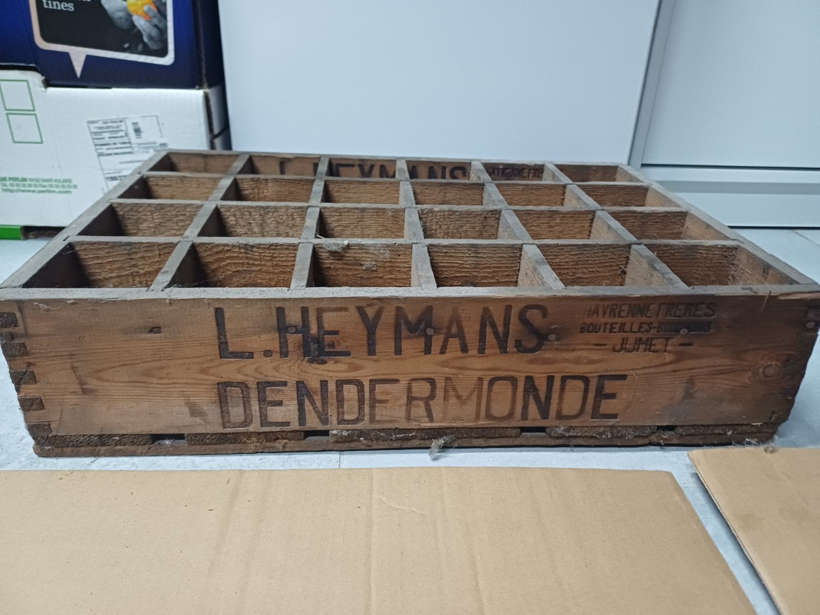 Houten kist L Heymans Dendermonde, Verzamelen, Biermerken, Ophalen