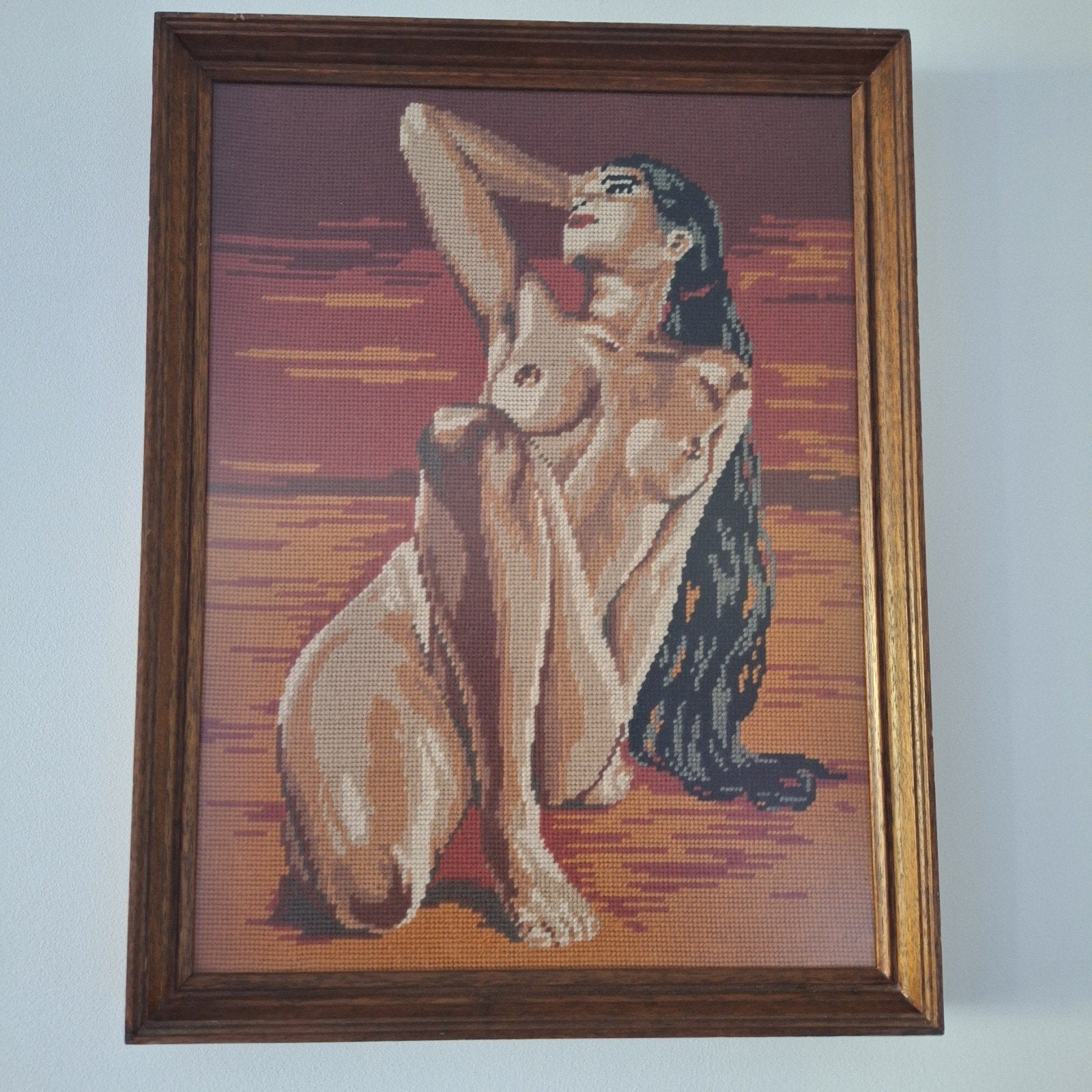 Prachtig Vintage Borduurwerk - Naaktvrouw / Nude in H, Ophalen, Huis en Inrichting