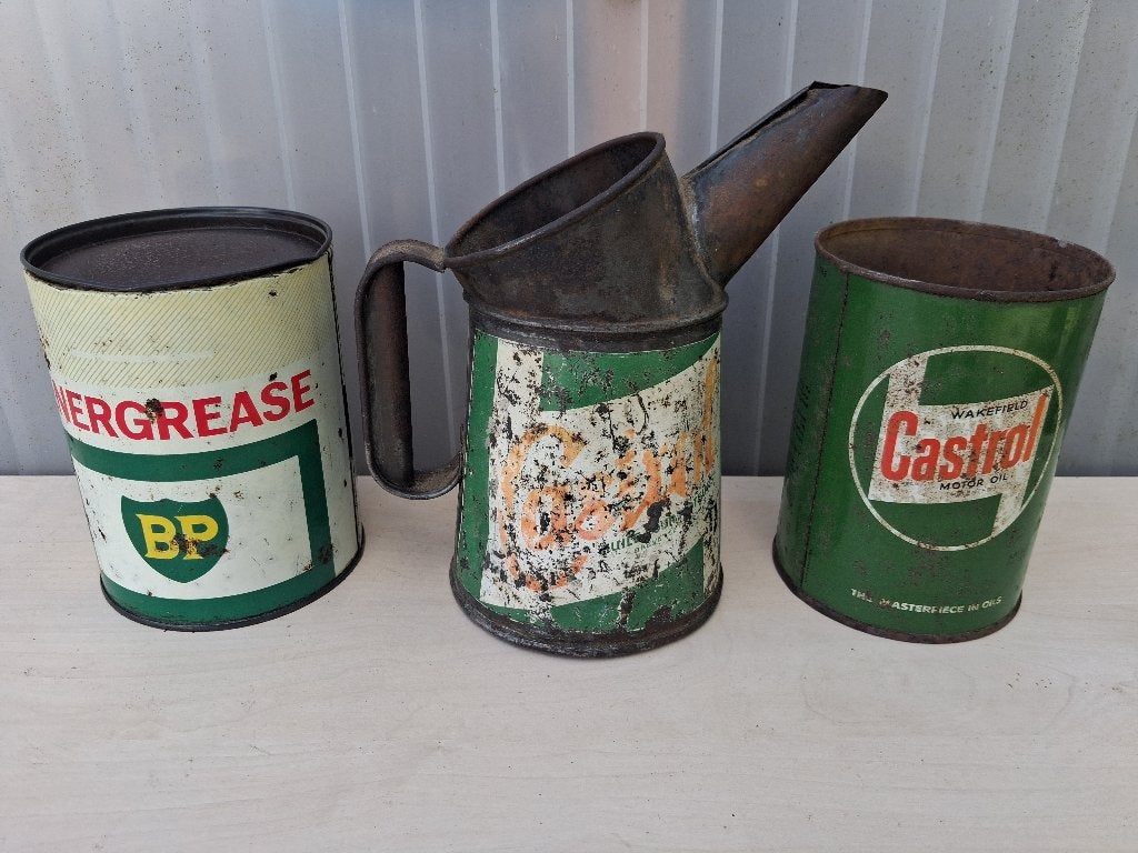 vieux bidons et carafes d'huile CASTROL, Collections, Enlèvement ou Envoi, Utilisé, Ustensile