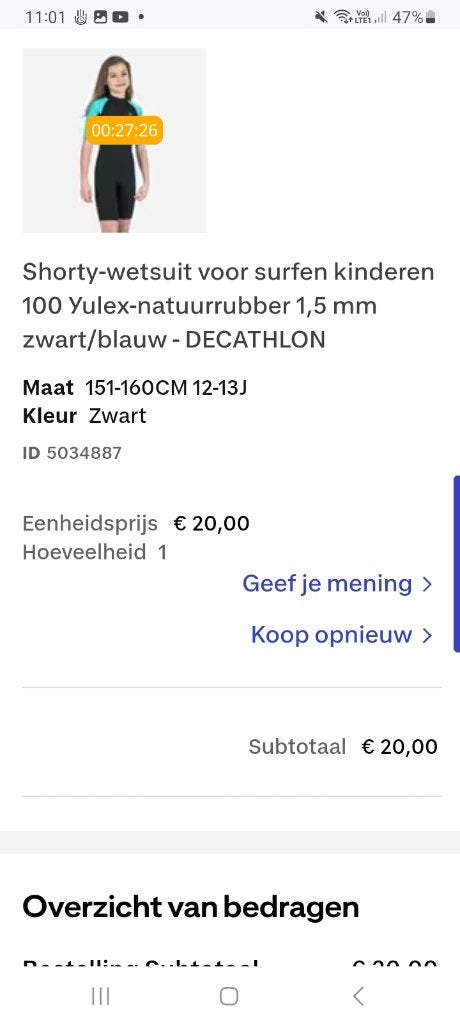 Wetsuit kind 12-13j, Ophalen, Wetsuit, Kind, Zo goed als nieuw