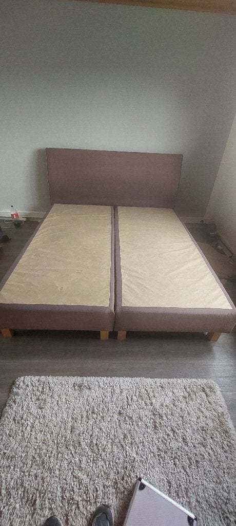 Boxspring, Huis en Inrichting, Ophalen, Gebruikt, Bruin, Tweepersoons