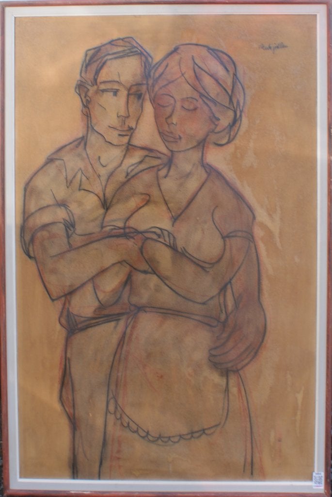 Rudi Pillen (1931-2014): Koppel (78 x 115 cm), Ophalen of Verzenden, Gedateerd, Tekening, Papier