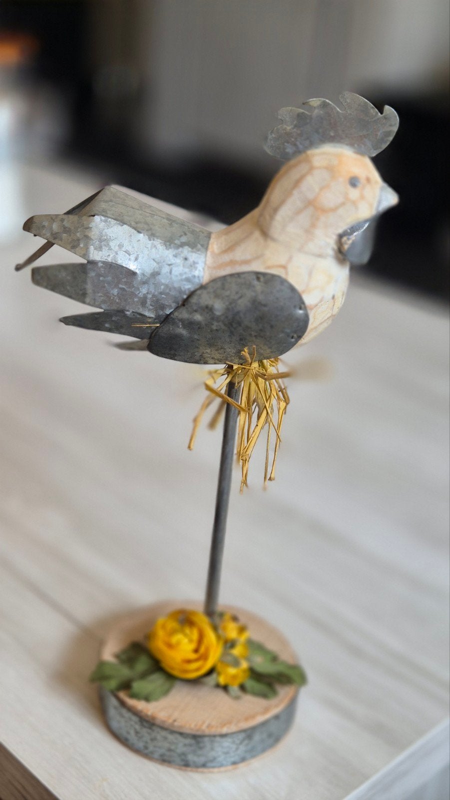 Coq décoratif style campagne / rustique – Bois & Métal (H 28, Enlèvement ou Envoi