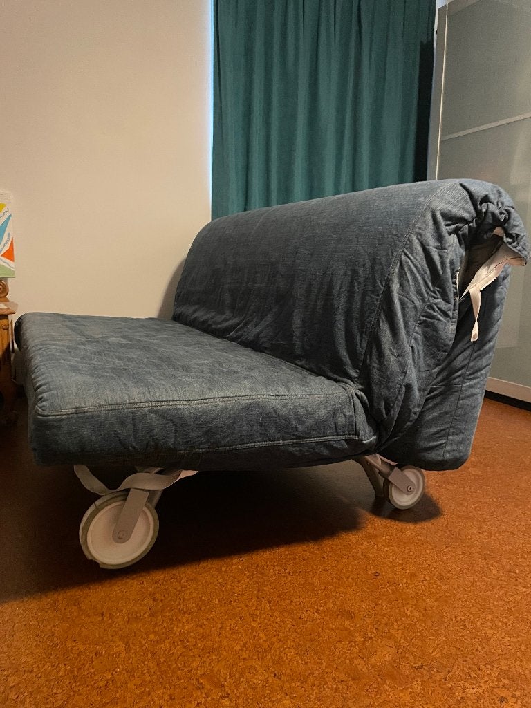 Slaapbank, Huis en Inrichting, Ophalen, Gebruikt, Blauw, Tweepersoons