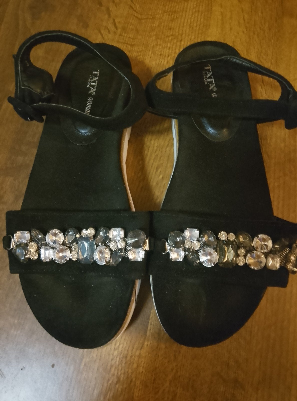 Zwarte stoffen sandalen, maat 37, Ophalen