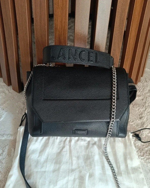 Lancel leren tas met metalen ketting, Ophalen of Verzenden, Zo goed als nieuw
