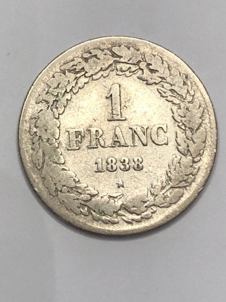 Munt zilver België 1 FR Leop I jaartal 1838 zeldzaam !!!, Enlèvement ou Envoi, Monnaie en vrac, Argent, Argent
