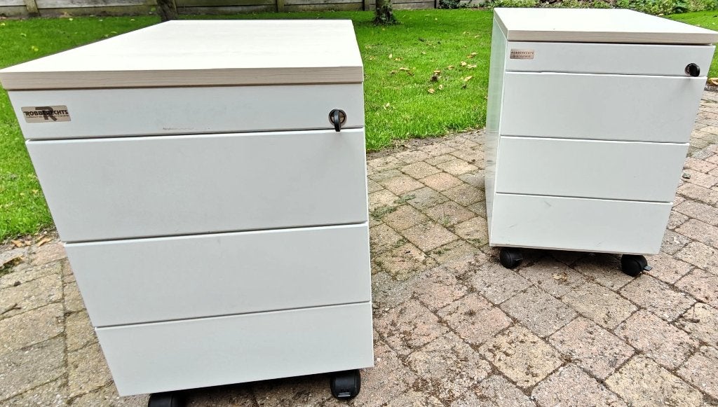 2 stalen mobiele ladeblokken voor bureau kantoor berging, Huis en Inrichting, Ophalen, Zo goed als nieuw