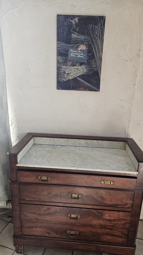 Commode ancienne en bois avec plateau en marbre, Antiquités & Art, Antiquités | Meubles | Armoires, Enlèvement