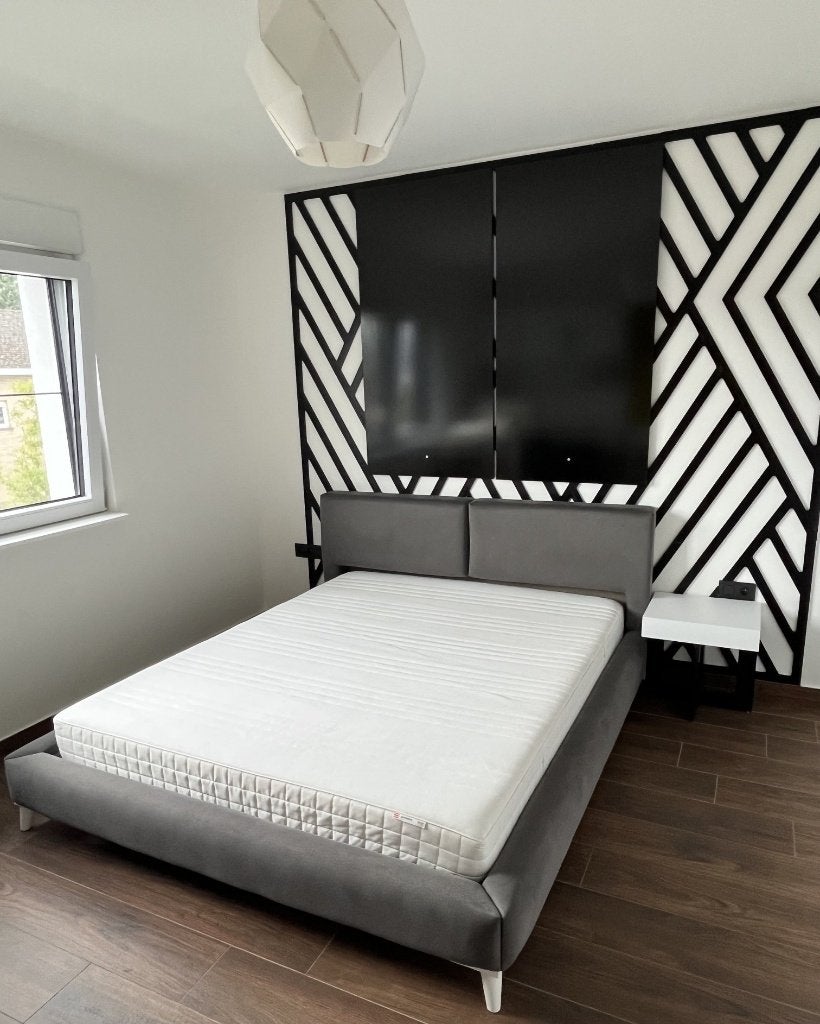 Tweepersoonsbed (180x200) grijs suède – Helemaal compleet!, Huis en Inrichting, Ophalen, Tweepersoons, Zo goed als nieuw, 180 cm