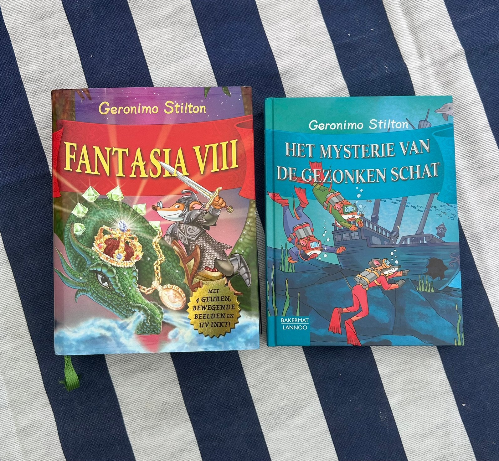 2 Geronimo Stilton boeken – Fantasia VIII & Het mysterie…, Neuf, Geronimo Stilton, Fiction général, Enlèvement
