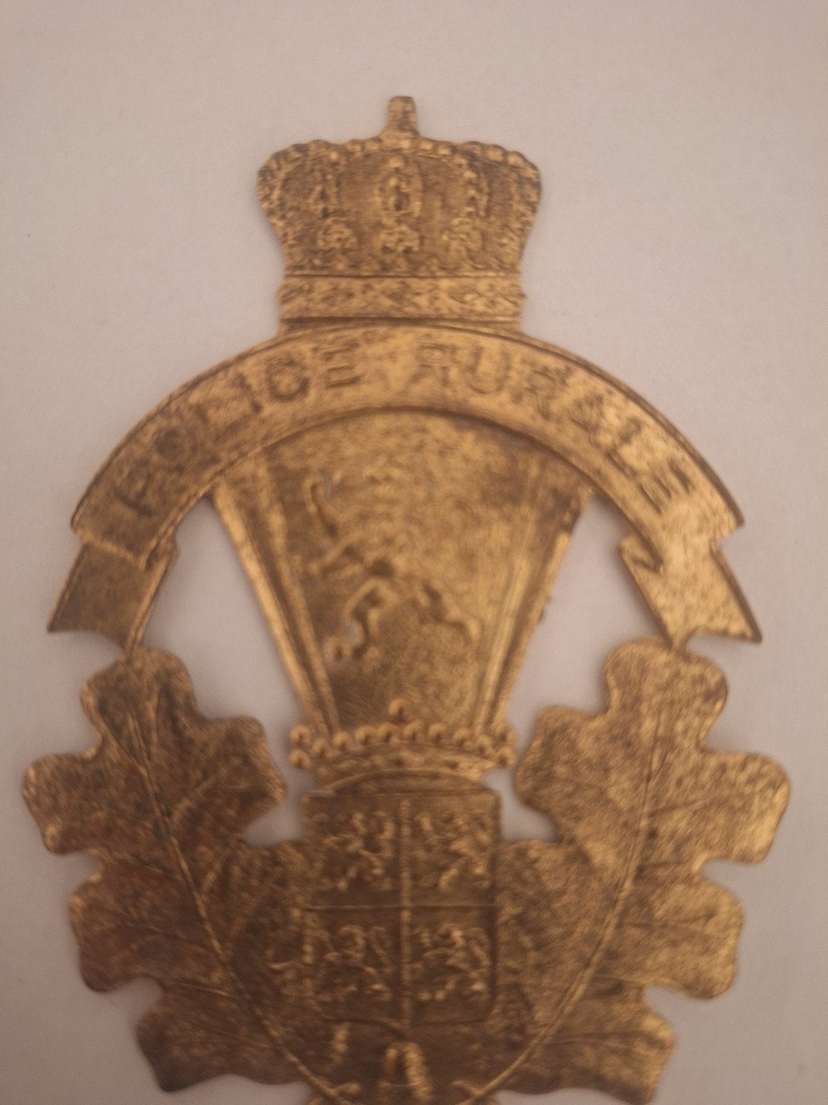 Ancienne plaque de casque Police Rurale Belge / Garde-champê, Collections, Enlèvement ou Envoi