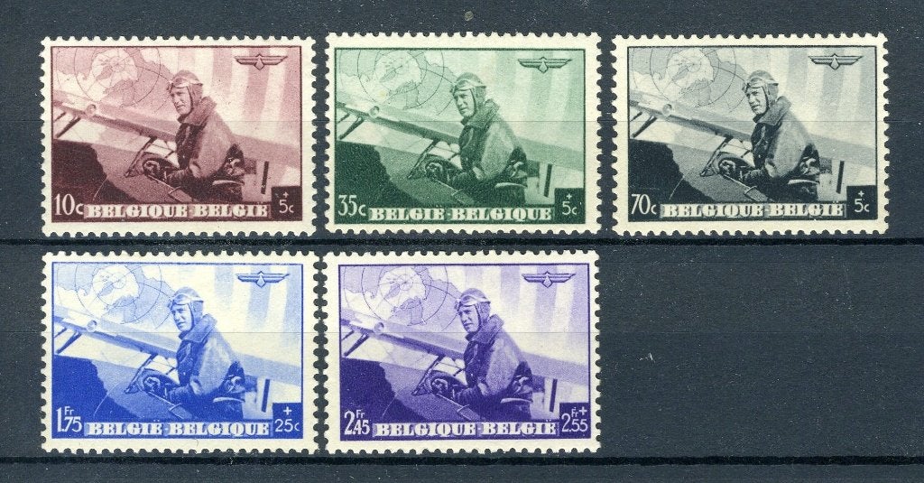 (B) 466/470 MH 1938 - Transport postal aérien., Envoi, Non oblitéré, Trace d'autocollant