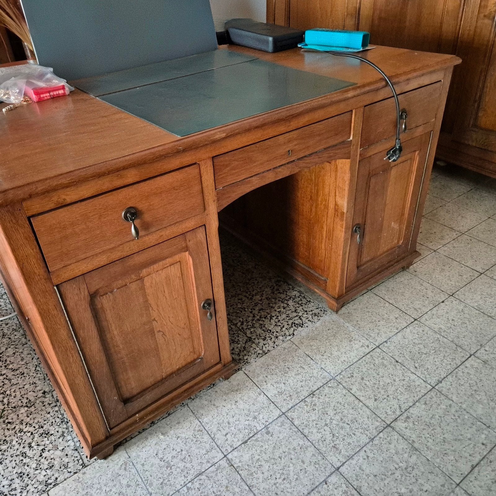 Ancien bureau et bibliothèque en chêne, Antiquités & Art, Enlèvement