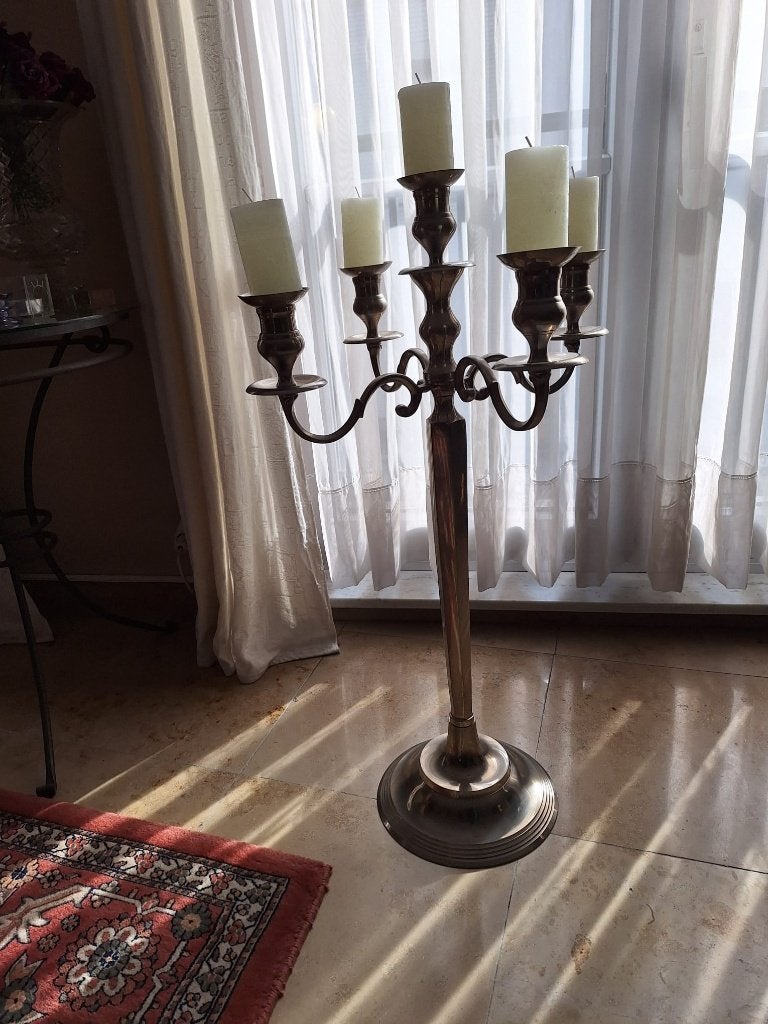 Kandelaar verzilverd hoogte 75 cm, Antiek en Kunst, Ophalen, Zilver