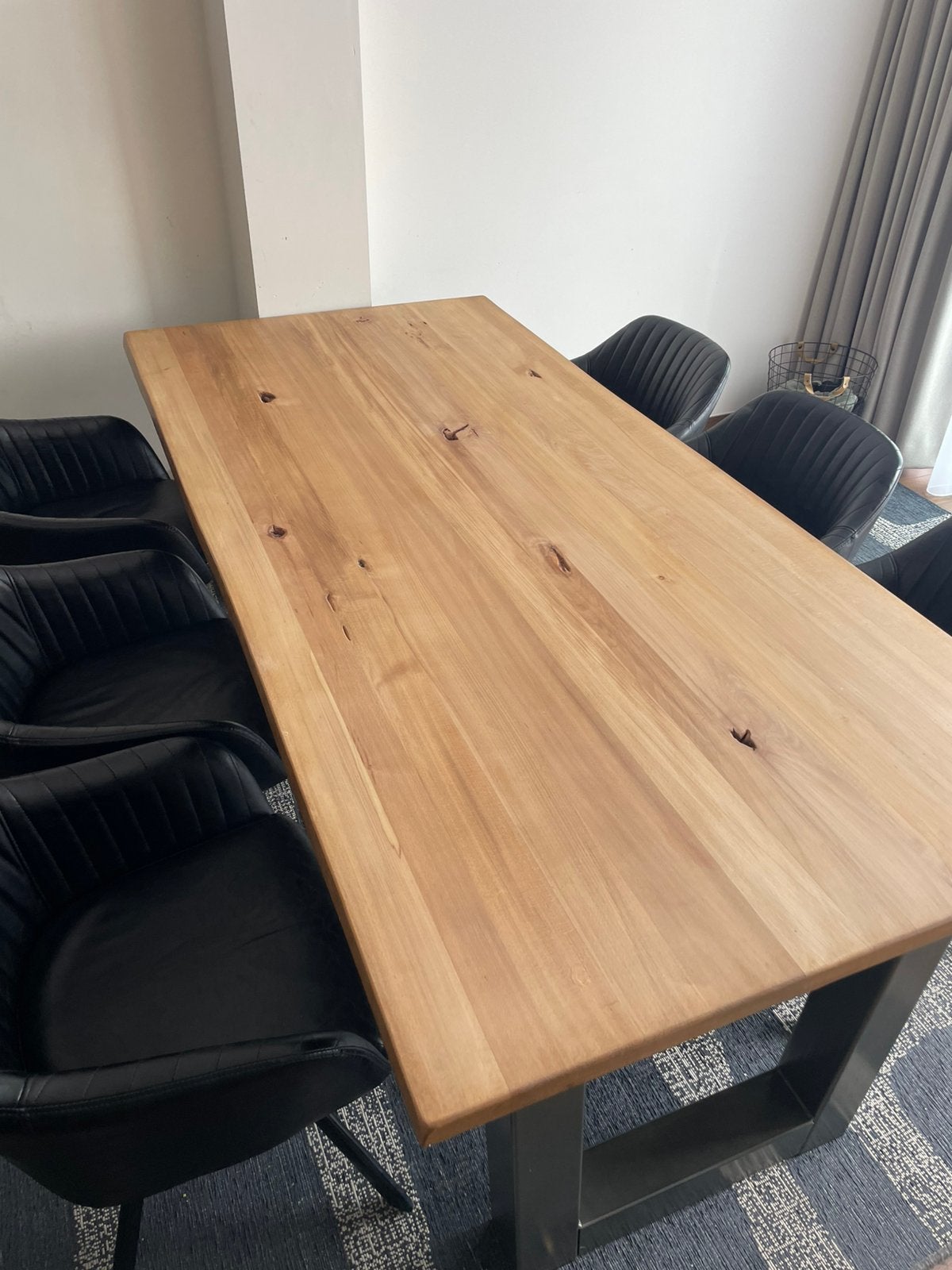 Table à manger avec 6 chaises 220x100, Maison & Meubles, Chêne, Enlèvement, Utilisé, 50 à 100 cm