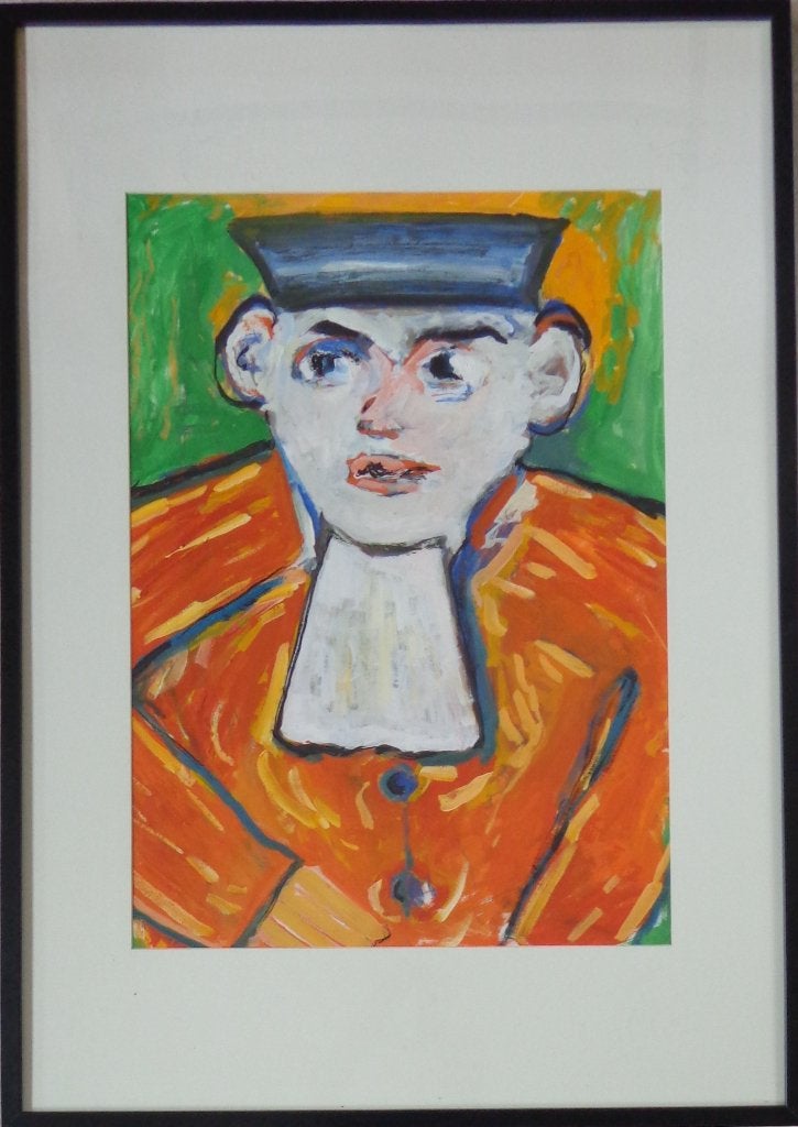 ONBEKEND / PORTRET VAN ADVOCAAT / OLIEVERF / 103x73cm KADER, Ophalen, Papier/karton, Achter glas, Olieverf