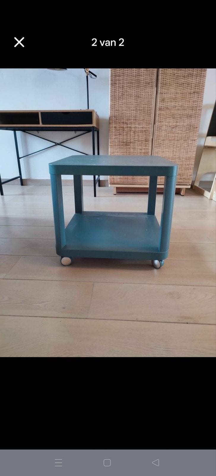 bijzettafel op wieltjes, Huis en Inrichting, Tafels | Bijzettafels, Minder dan 55 cm, Gebruikt, Vierkant, Ophalen