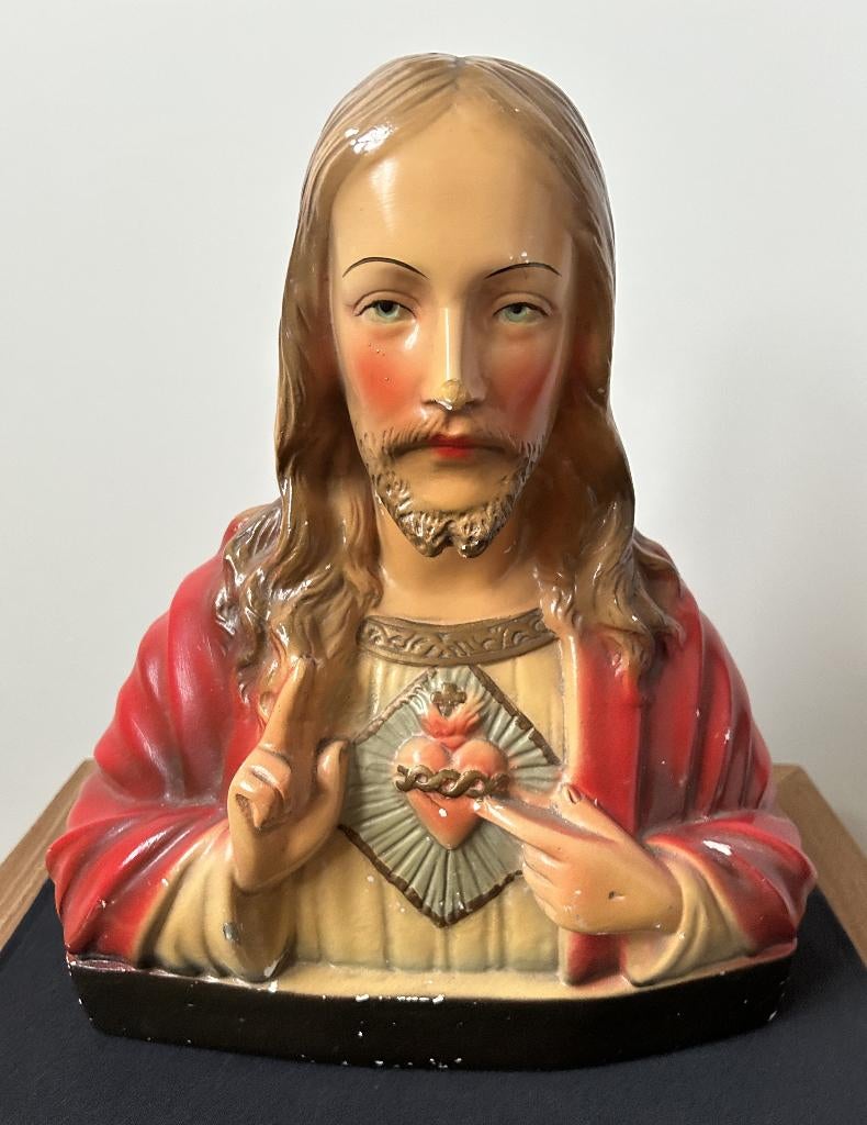 Buste Heilig Hart - 37 cm - Gips, Antiek en Kunst, Ophalen of Verzenden