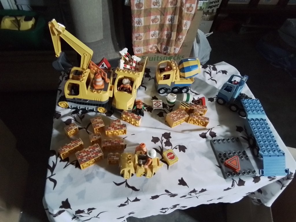 Duplo divers camions grues outils de chantier, Enlèvement, Utilisé, Ensemble complet, Duplo