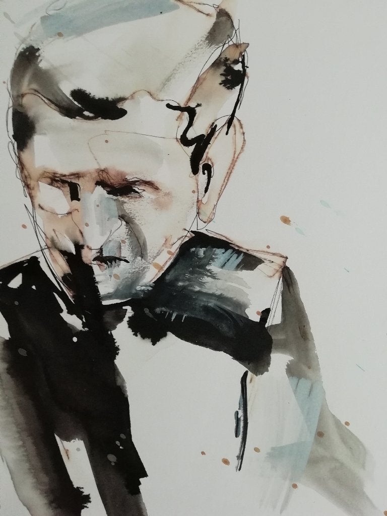 Deep in Thought, Papier/karton, Passe-partout, Ophalen of Verzenden, Gemengde techniek