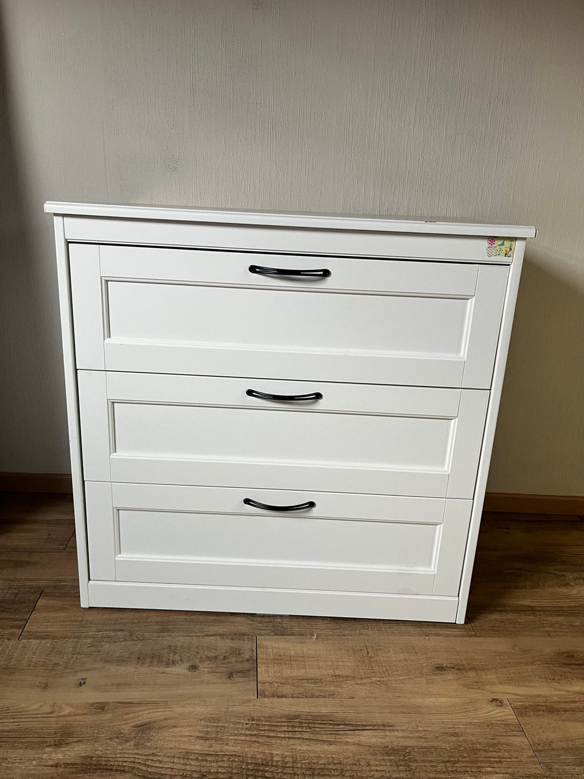 Commode Blanche à 3 Grands Tiroirs, Maison & Meubles, 3 ou 4 tiroirs, 100 à 150 cm, Enlèvement, Utilisé