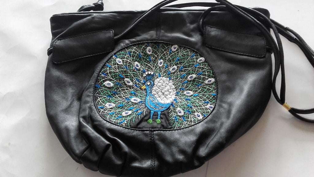 handtas leder, Ophalen, Zwart, Handtas