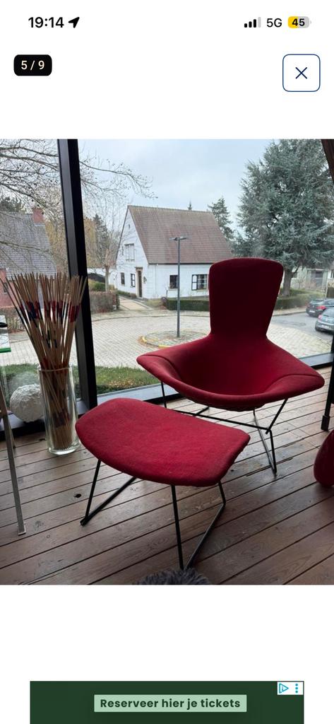 Bertoia zetel met ottoman, Ophalen of Verzenden