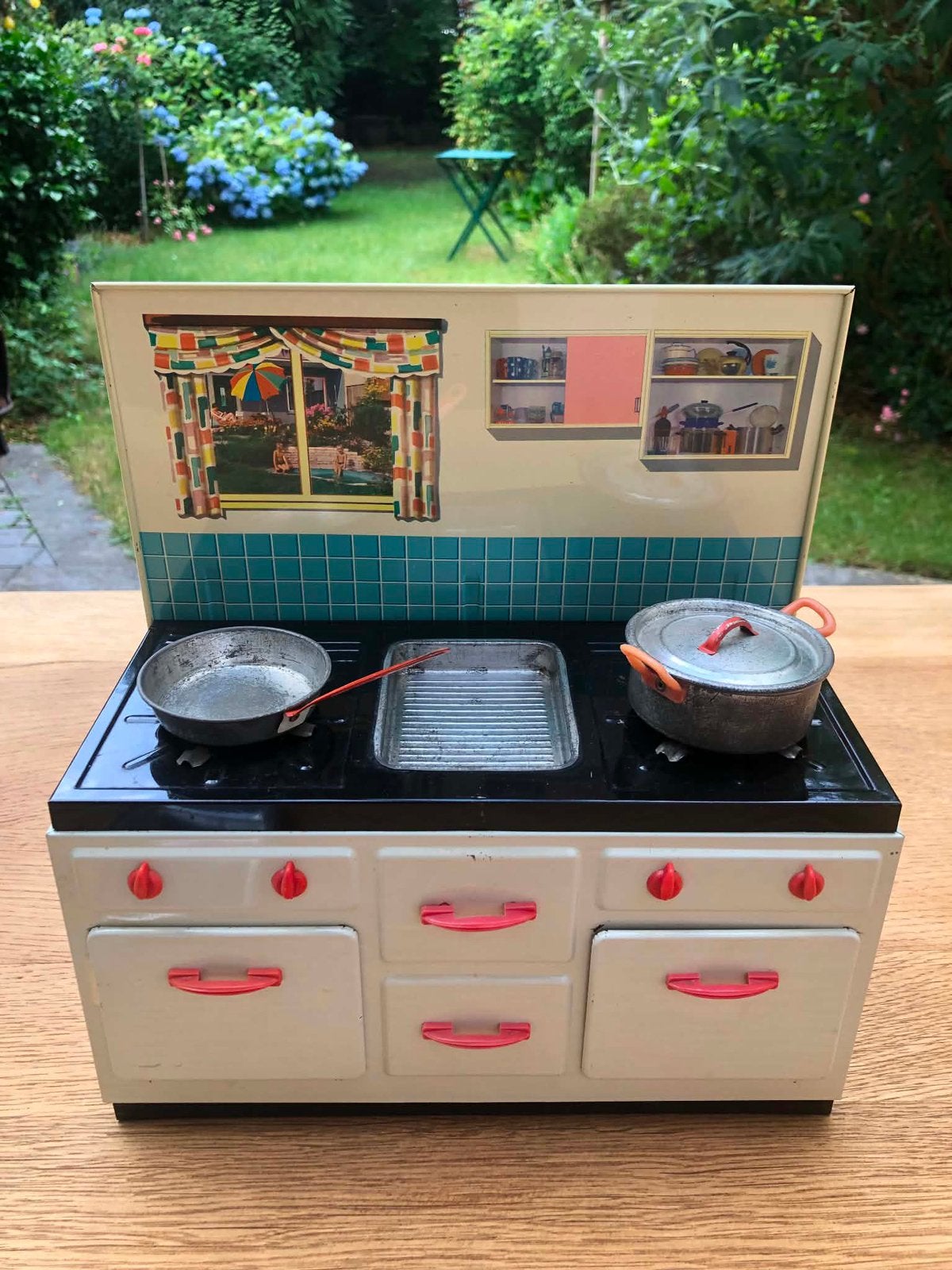 Blikken kinderfornuis met werkende vuren, Enlèvement, Utilisé, Matériaux autres, Jouer à la cuisine
