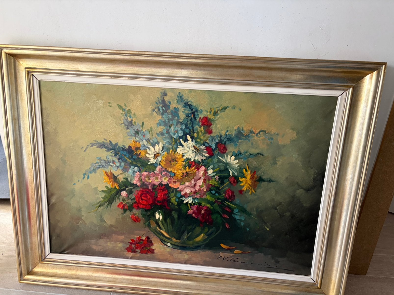 Schilderij bloemen, Antiek en Kunst, Kunst | Schilderijen | Klassiek, Ophalen, Bloemen