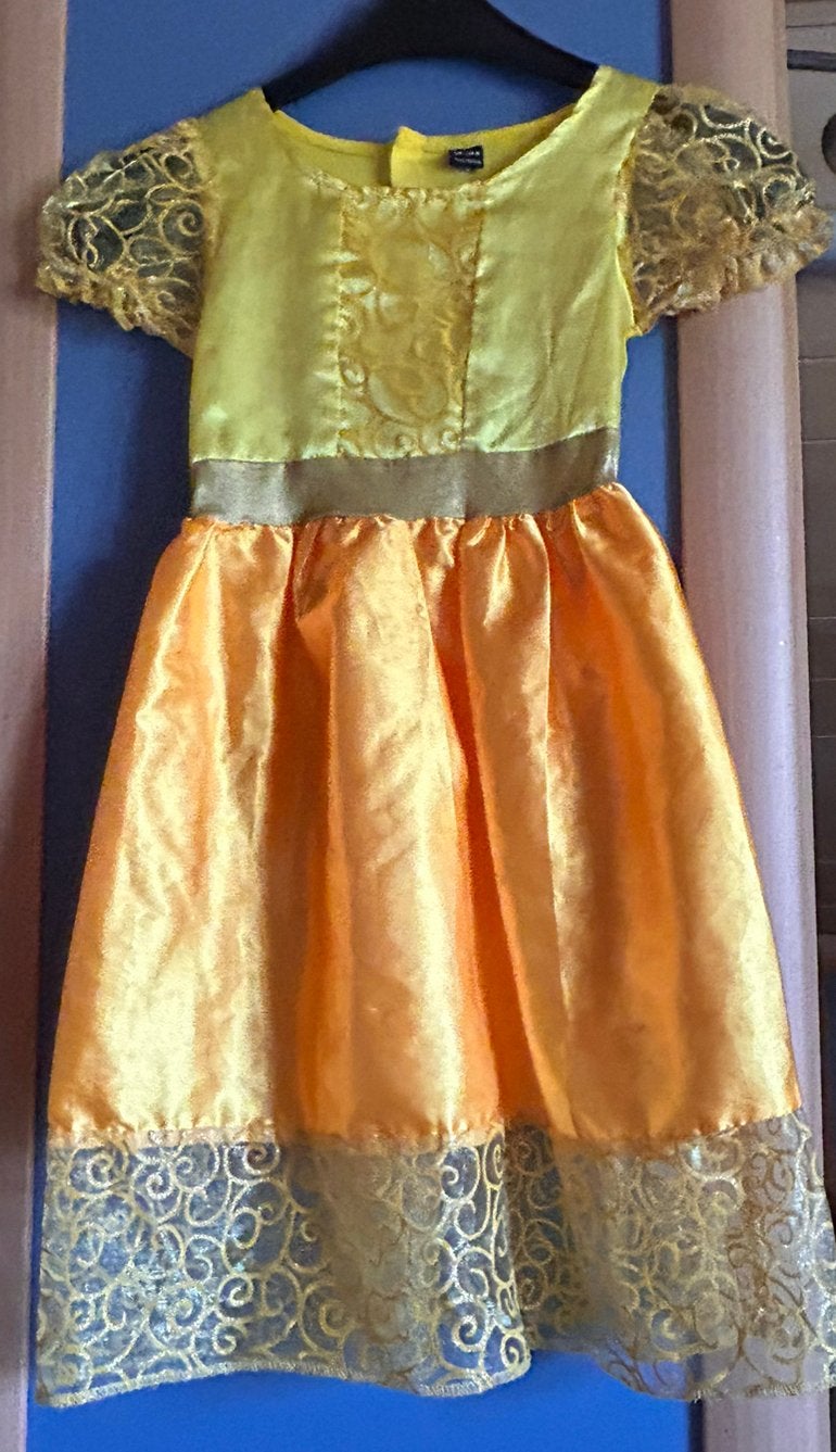 Gele prinsessenjurk Belle maat 98/104, Ophalen of Verzenden, Zo goed als nieuw