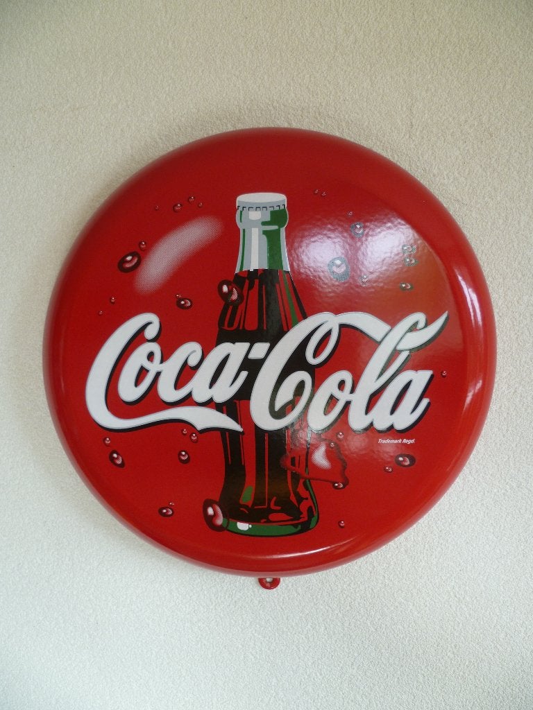 EMAILLE RECLAMEBORD"COCA-COLA MET FLESAFBEELDING"JAREN 80/90, Ophalen of Verzenden, Nieuw, Reclamebord