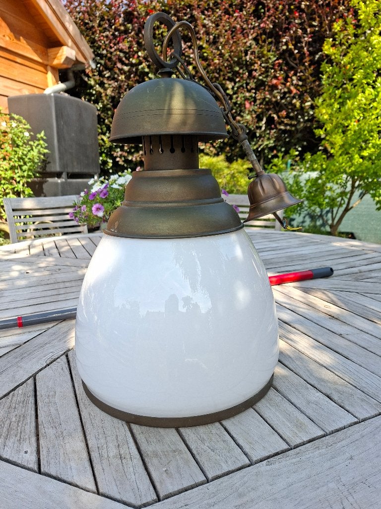 Mooie lamp met melkglas, Huis en Inrichting, Ophalen, Gebruikt